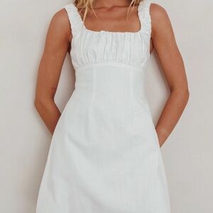 NWT One & Only White Mini Dress‎ Ruffled Straps Large